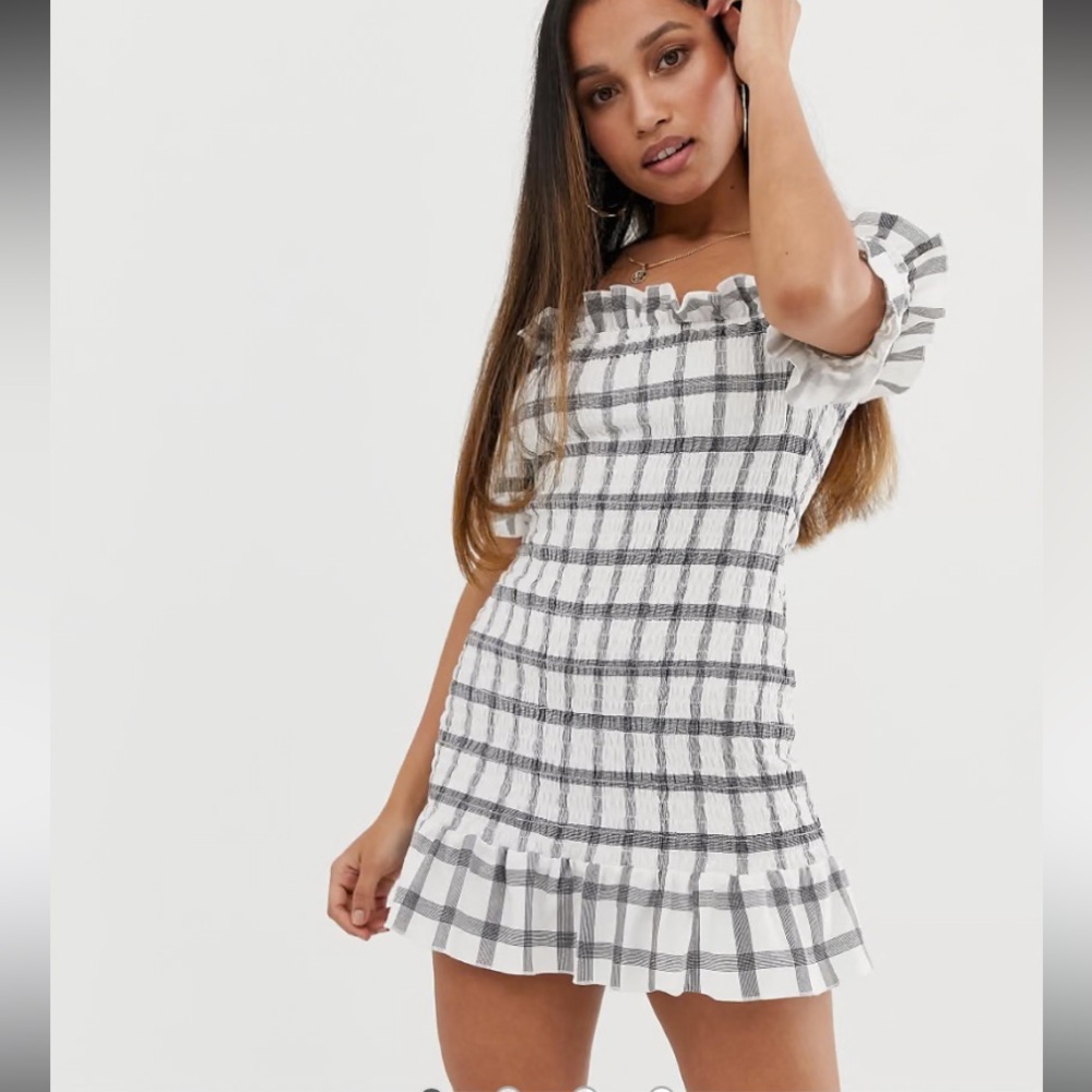 ASOS Petite Monochrome Plaid Mini Dress
